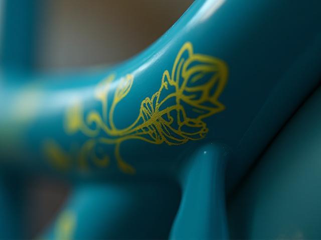 Macro shot of a fillet brazed joint with delicate hand-painted Key West-inspired motif, showing extreme detail.